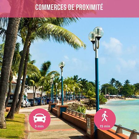 Le Sable Bleu - Evasion Tropicale A Sainte-Anne - Plage 5Min - Piscine - Parking - Logement Climatise - Vue Sur Les Palmiers - Parfait Pour Sejours En Famille Ou Entre Amis Exterior foto
