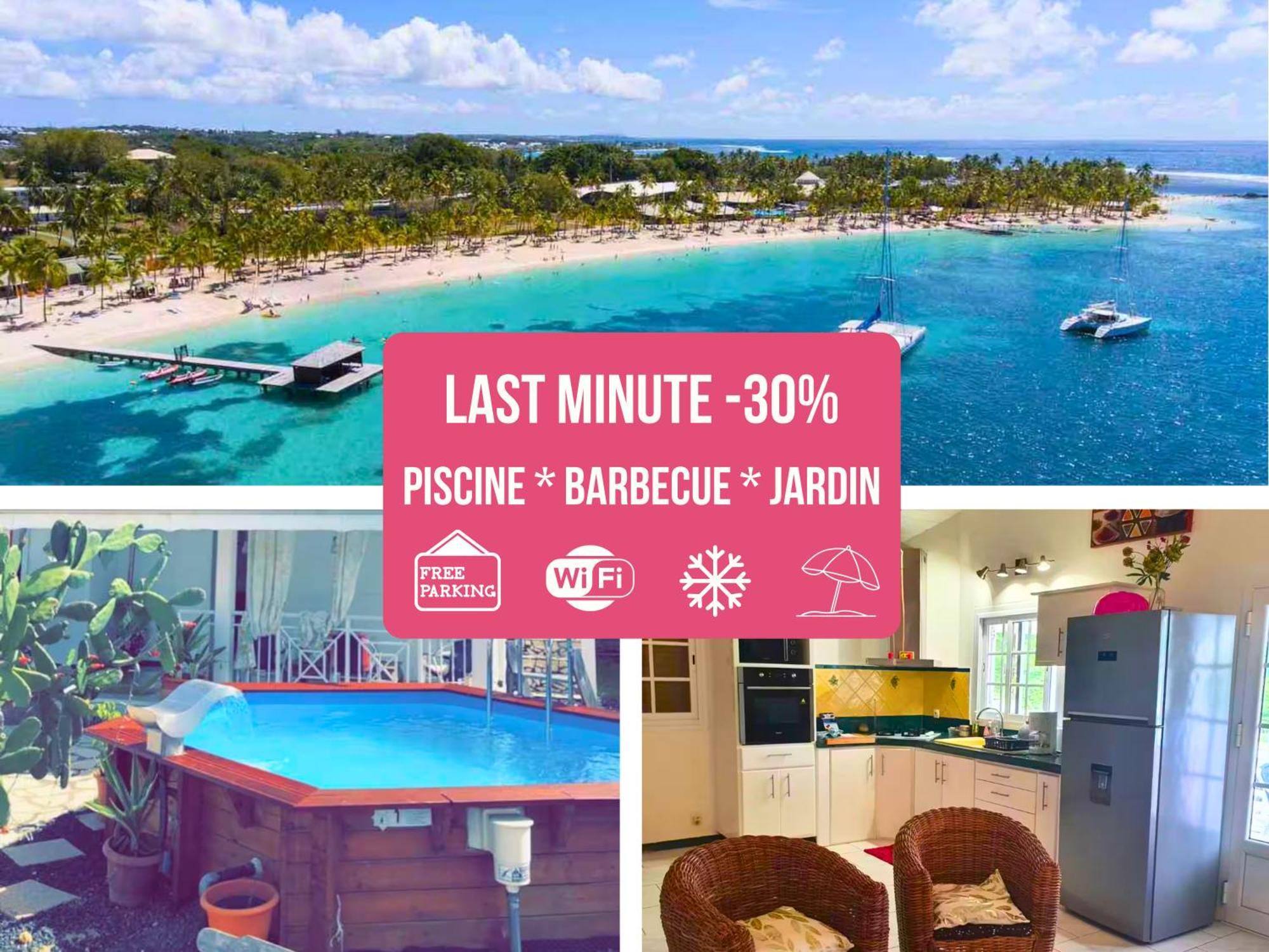 Le Sable Bleu - Evasion Tropicale A Sainte-Anne - Plage 5Min - Piscine - Parking - Logement Climatise - Vue Sur Les Palmiers - Parfait Pour Sejours En Famille Ou Entre Amis Exterior foto